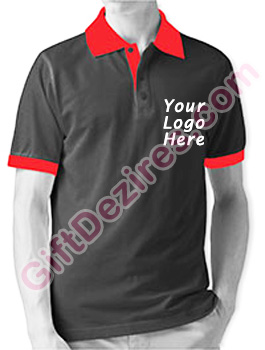 Designer Black Melange and Red Color Logo Custom T Shirts